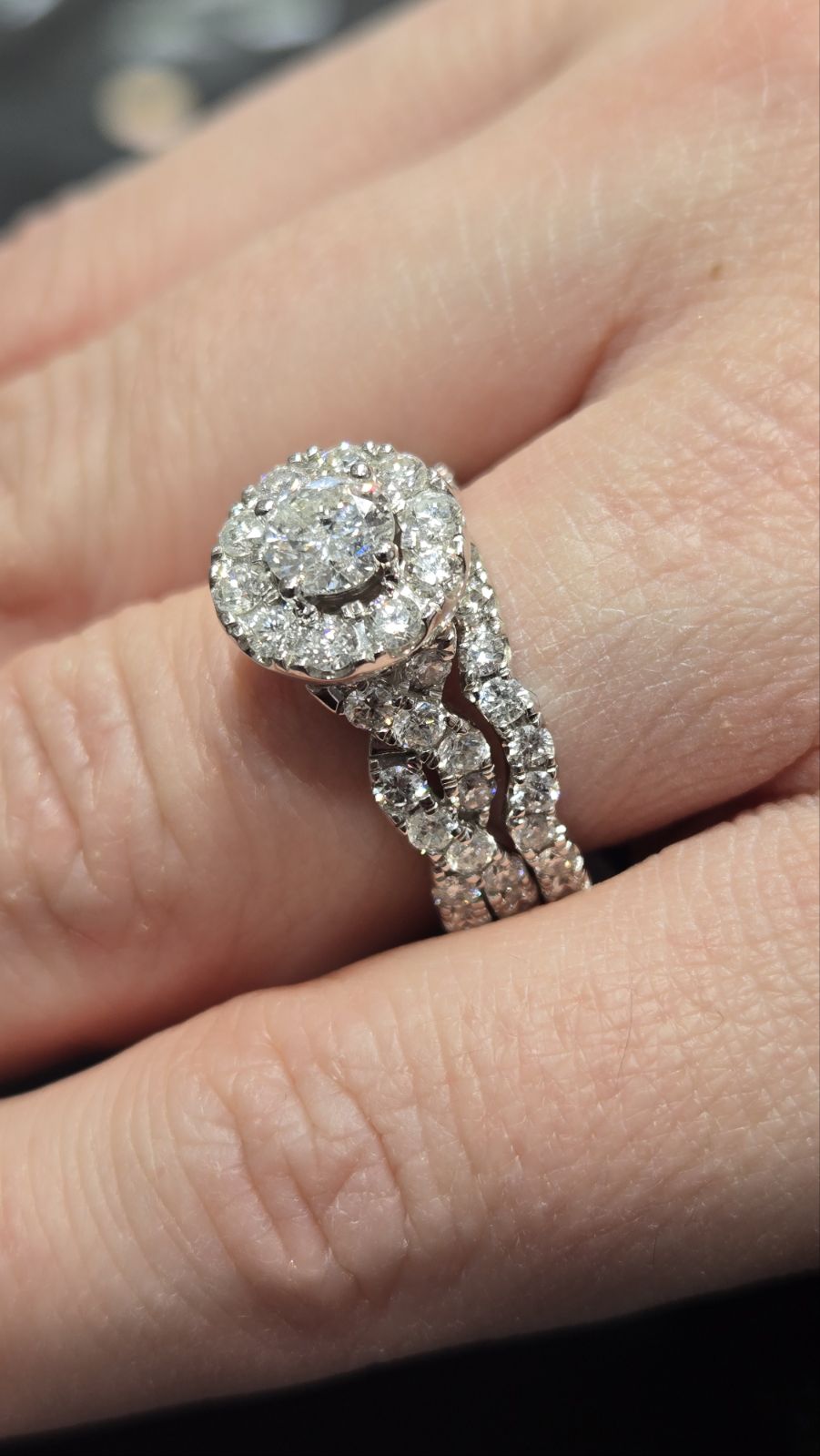 2ct Natural Round Diamond Halo Braid Bridal Set