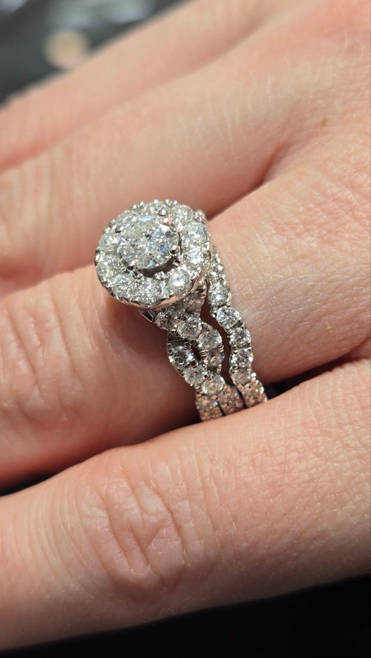 2ct Natural Round Diamond Halo Braid Bridal Set