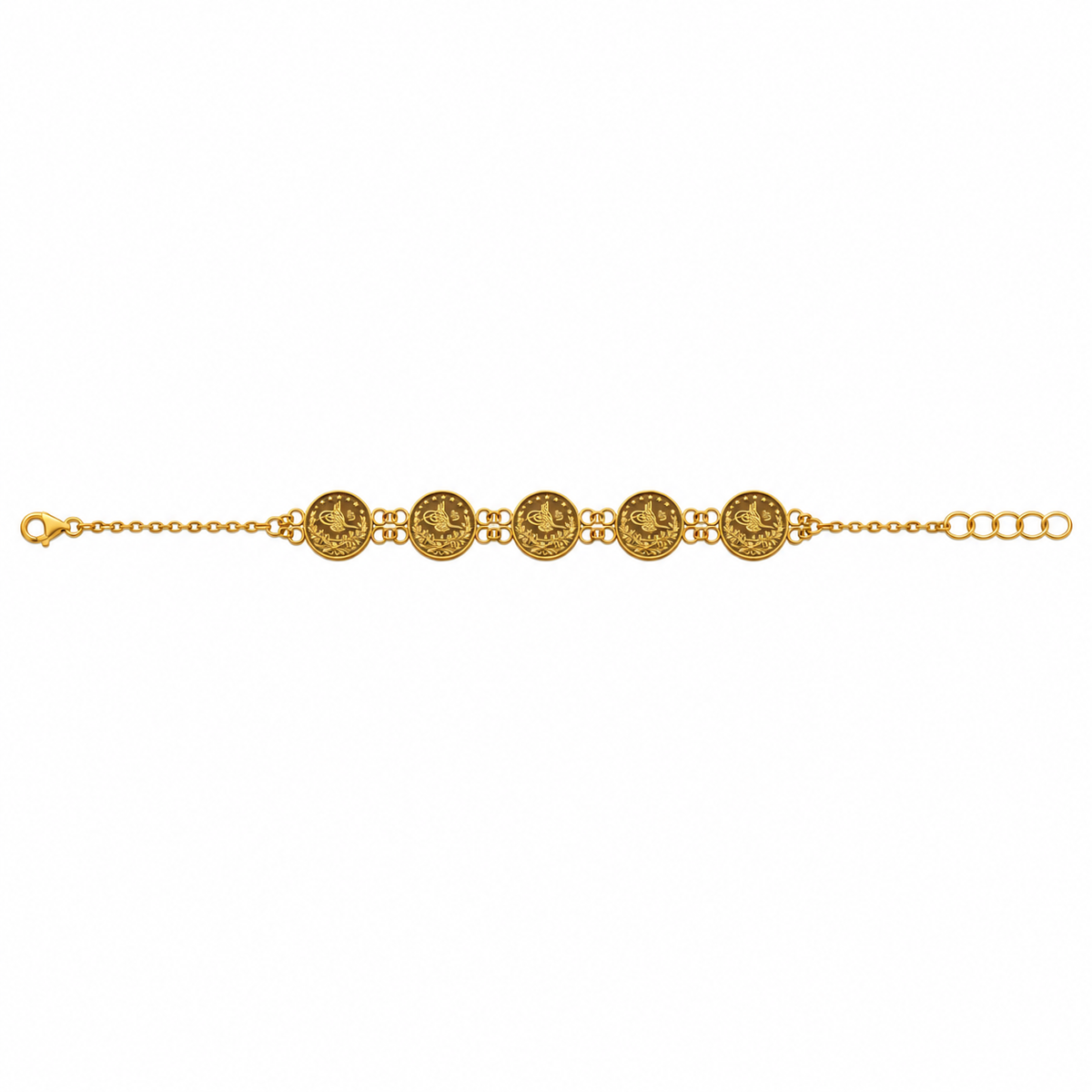 21K Gold 5 Coin XS Lira Simple Bracelet