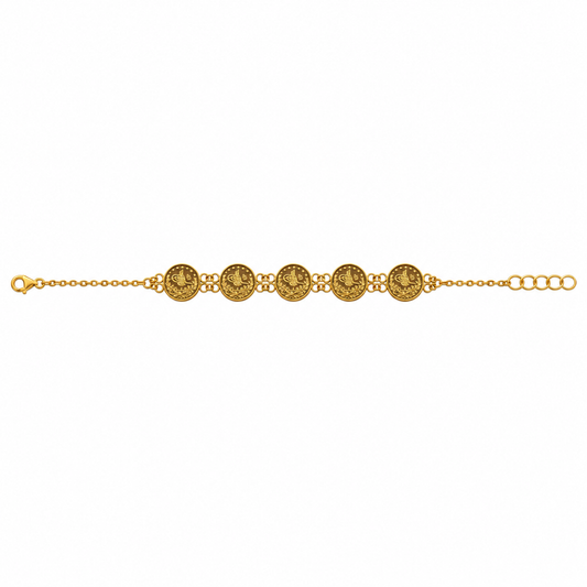 21K Gold 5 Coin XS Lira Simple Bracelet