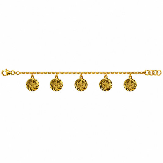 21K Gold 5 Coin XS Lira Baby Bracelet