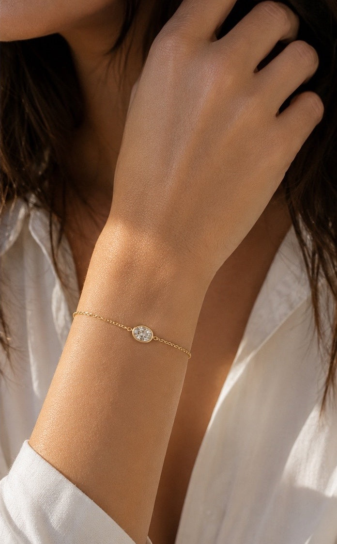 Bezel Set Oval Solitaire Lab Diamond Bracelet