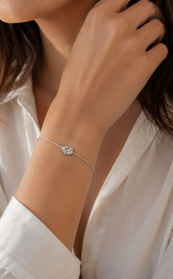 Bezel Set Oval Solitaire Lab Diamond Bracelet