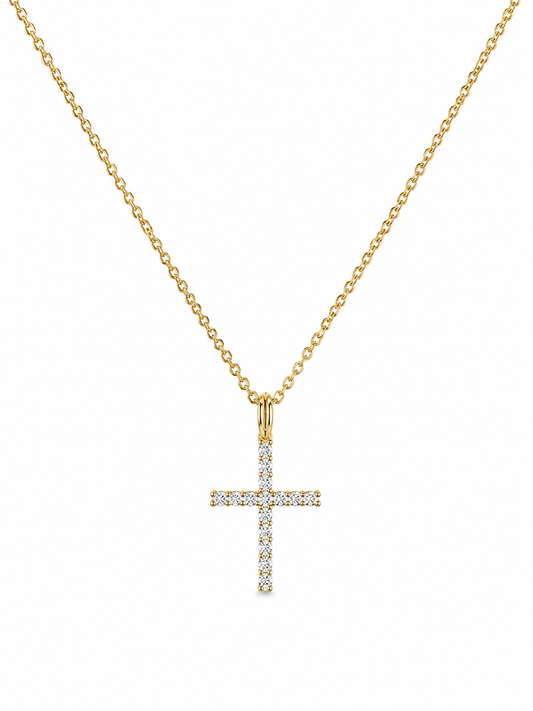 14k yellow and white gold Diamond Cross