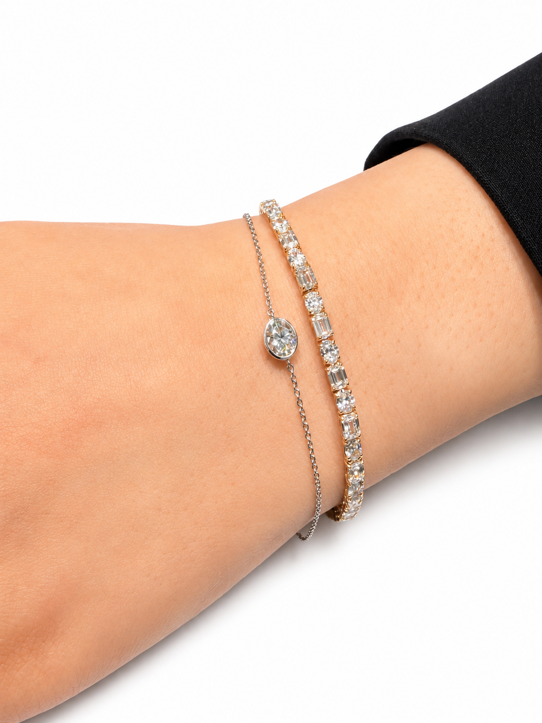Bezel Set Oval Solitaire Lab Diamond Bracelet
