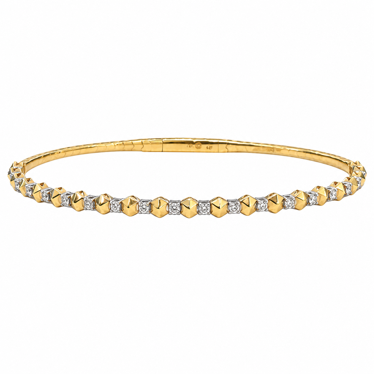 Diamond Hexagonal Spike Gold Bangle