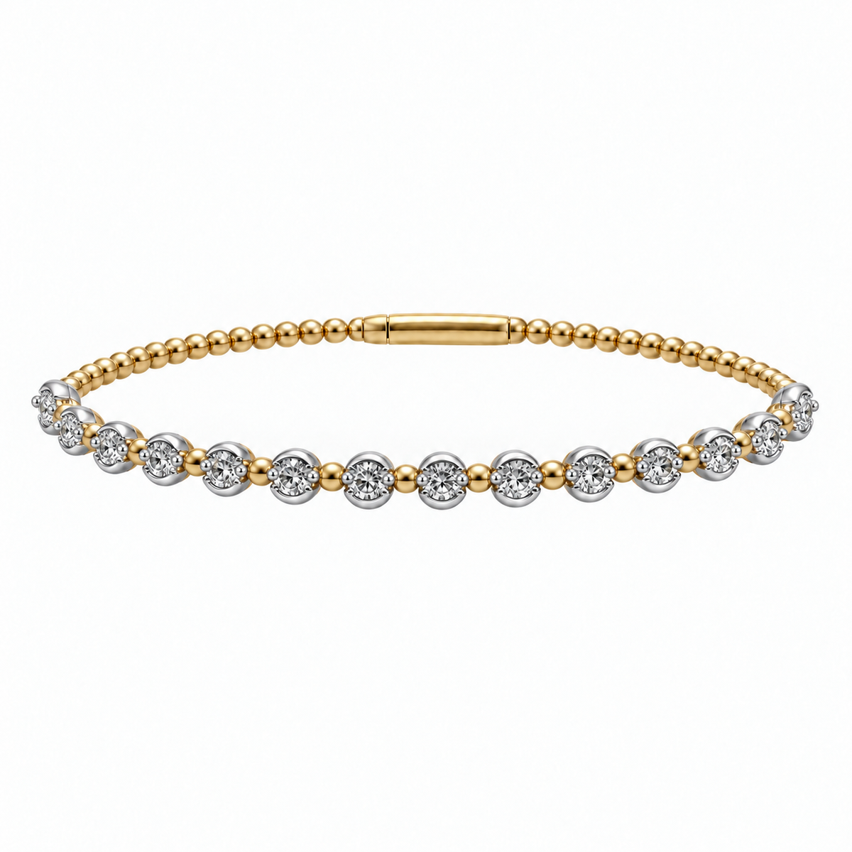 Diamond Bezel Two-Tone Gold Bangle