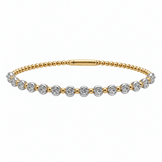 Diamond Bezel Two-Tone Gold Bangle
