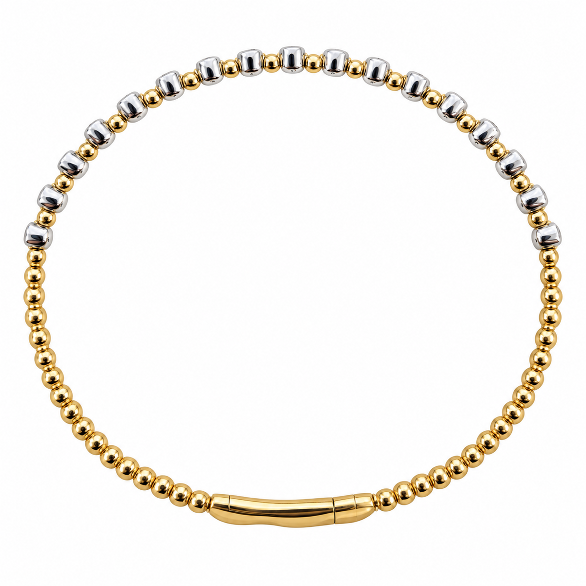 Diamond Bezel Two-Tone Gold Bangle