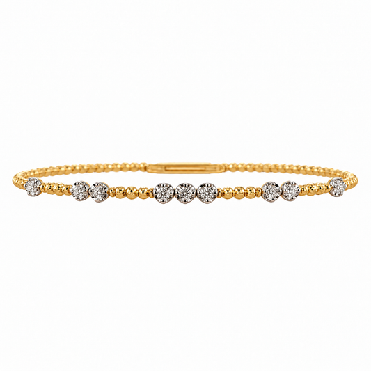 Cluster Diamond Gold Bangle