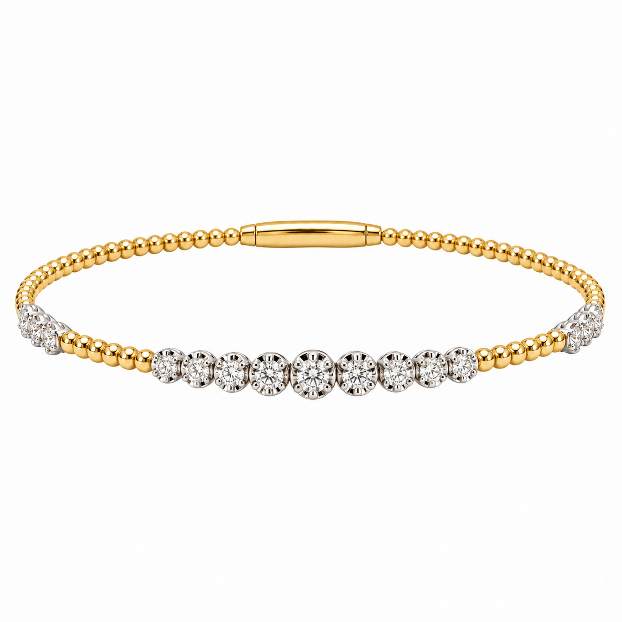 Graduating Diamond Two-Tone Gold Bangle – Tringa Jewelers