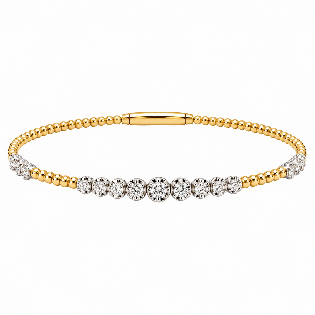 Graduating Diamond Two-Tone Gold Bangle