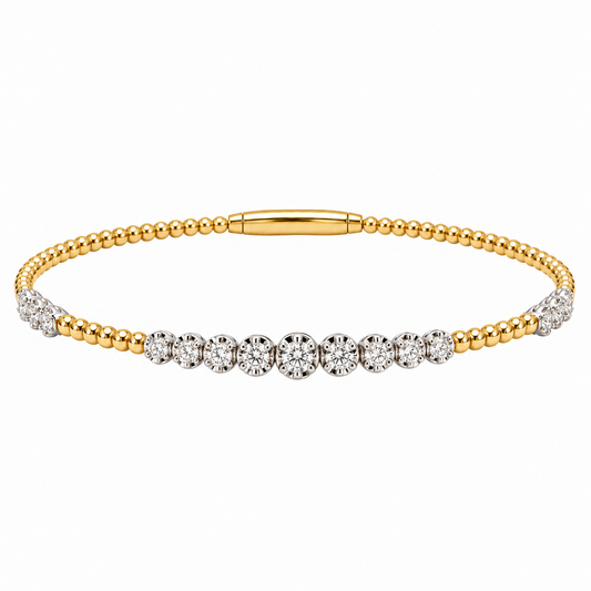 Graduating Diamond Two-Tone Gold Bangle