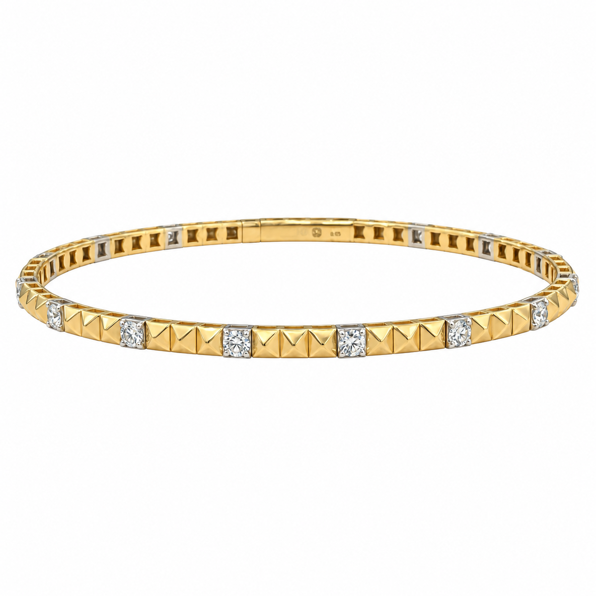 Diamond Pyramid Spike Gold Bangle