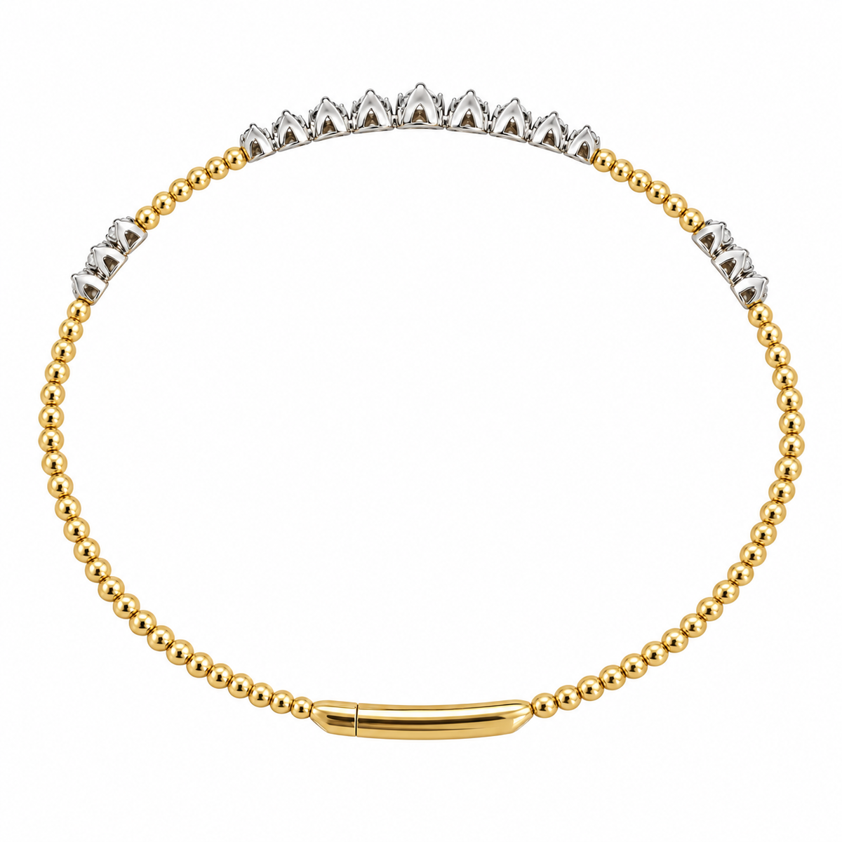Graduating Diamond Two-Tone Gold Bangle