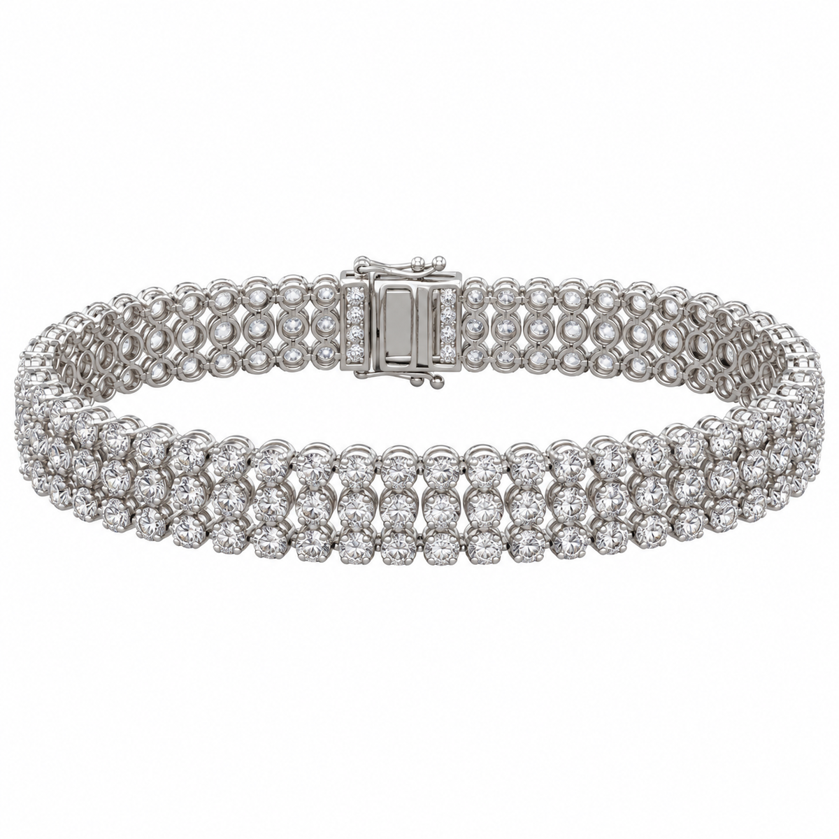 3 Row Diamond Tennis Bracelet