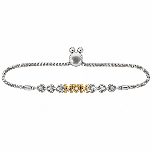 "Mom" Two-Tone Silver Bolo Bracelet