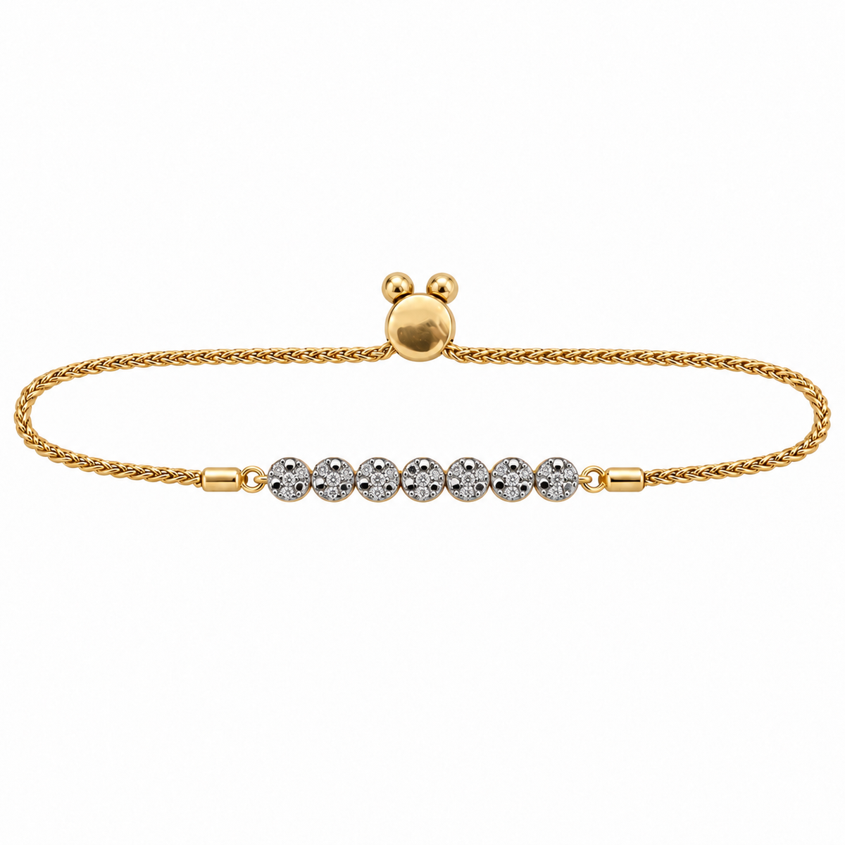 Gold Plated Silver & Diamond Bolo Bracelet