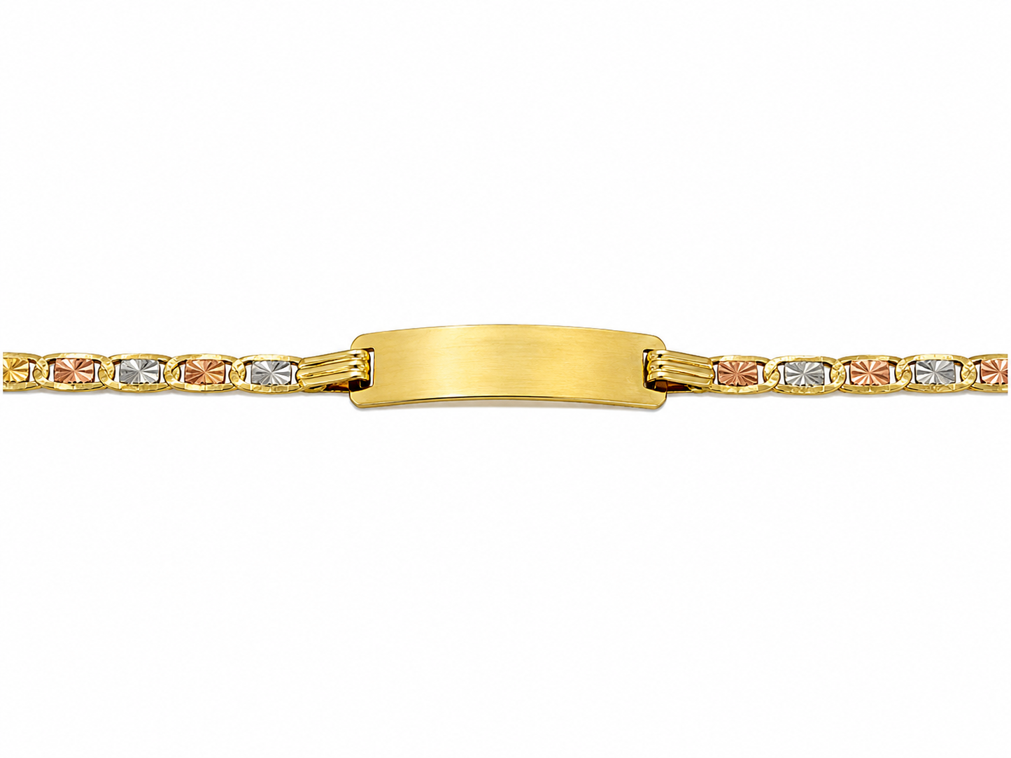 Tri Color Flat Link Nameplate Baby Bracelet