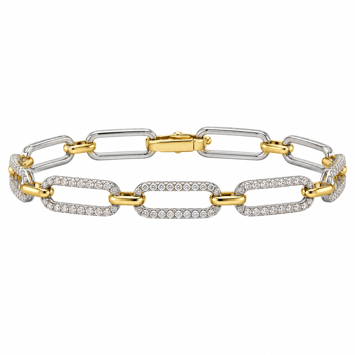 Large Gold & Natural Diamond Paperclip Bracelet
