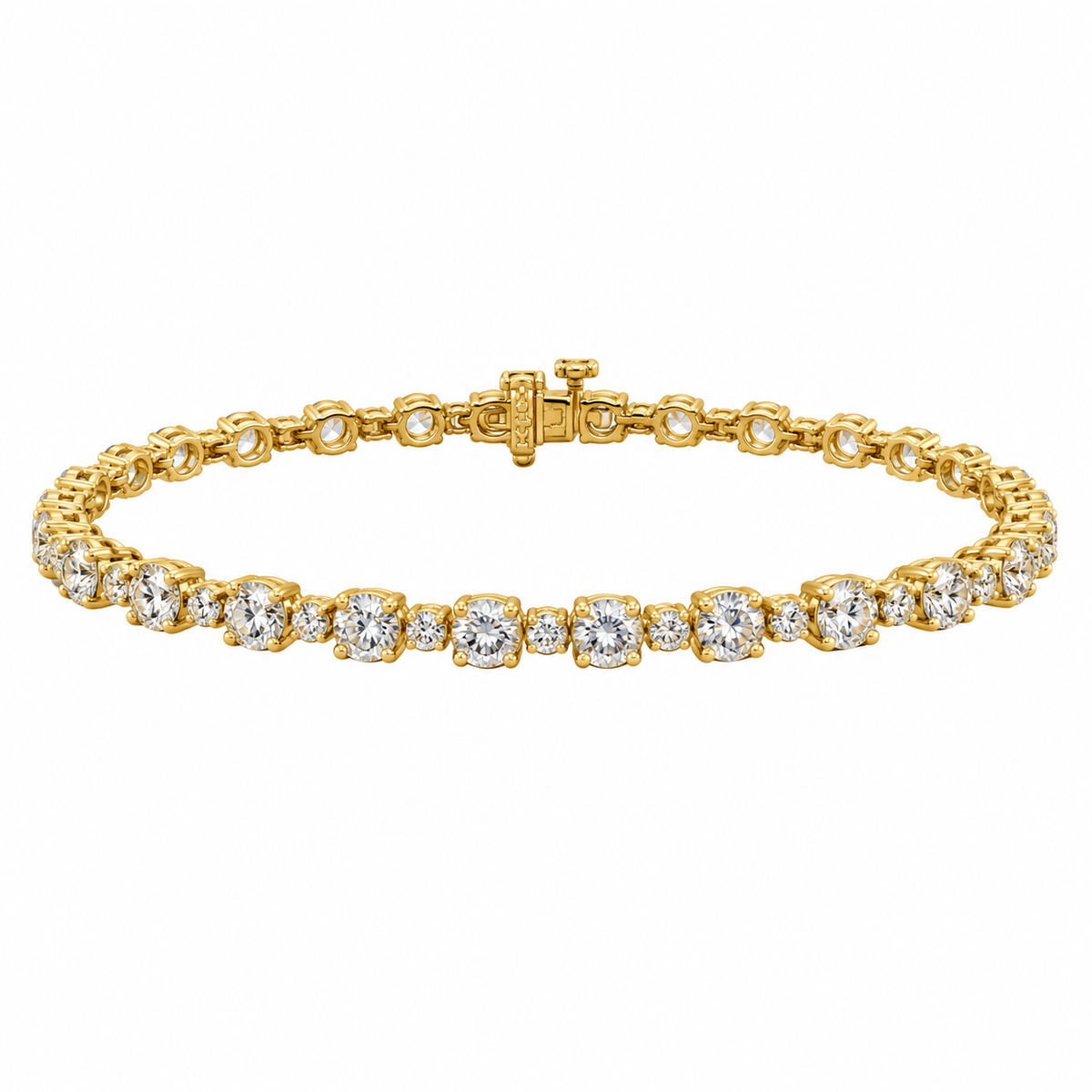Alternating Diamond Yellow Gold Tennis Bracelet
