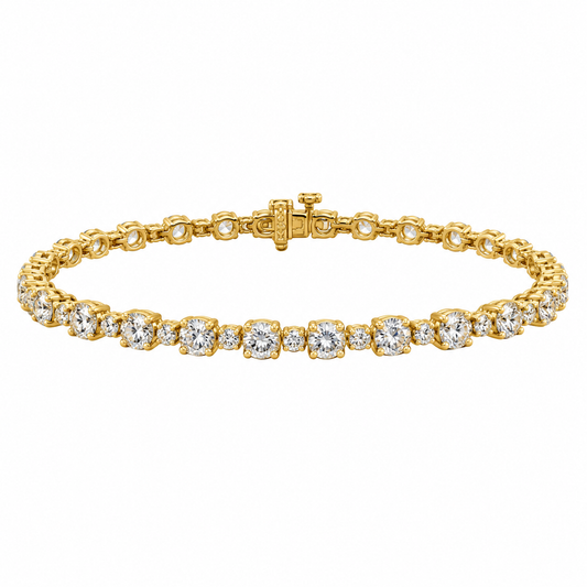 Alternating Diamond Yellow Gold Tennis Bracelet