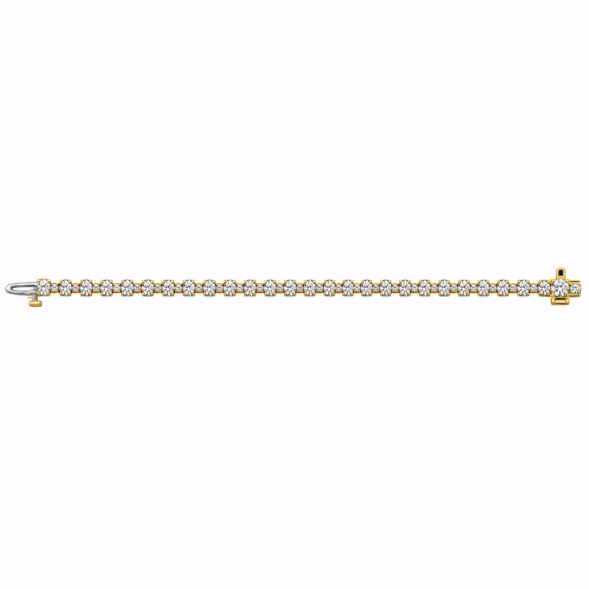 Alternating Diamond Yellow Gold Tennis Bracelet
