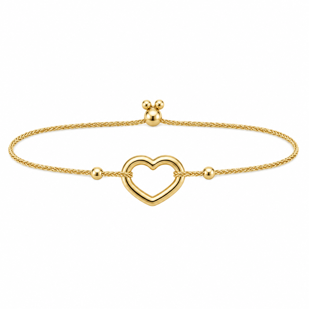 Large Gold Heart Bolo Bracelet