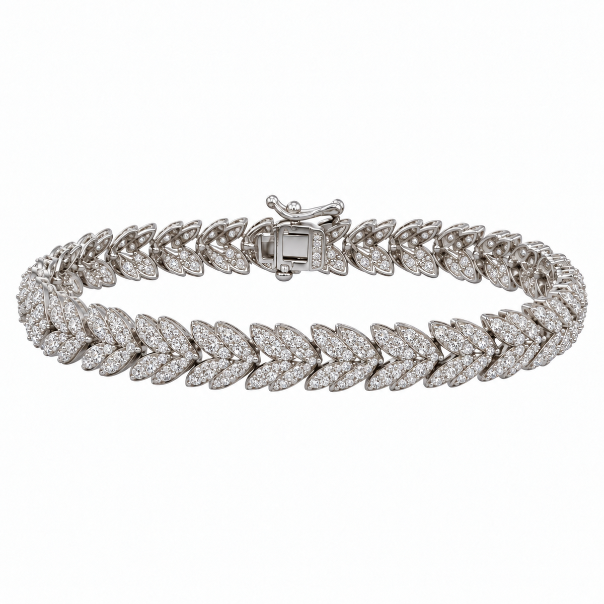 Silver Leaf-Link Tennis Bracelet