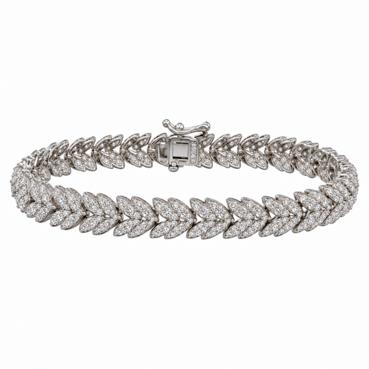 Silver Leaf-Link Tennis Bracelet