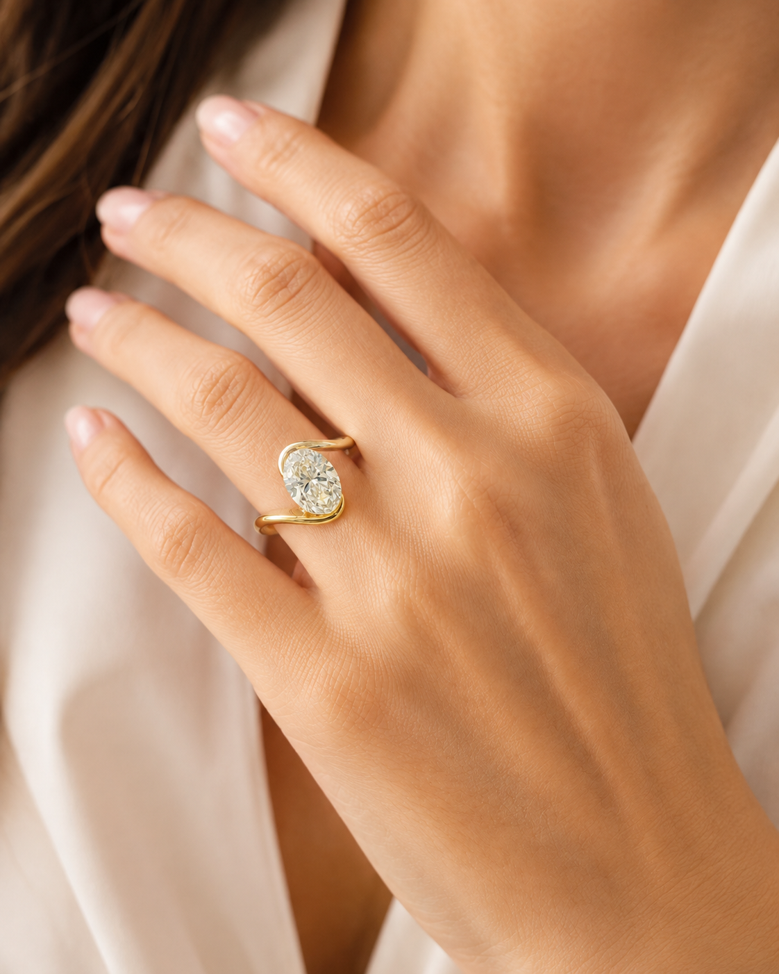 Oval Half Bezel Rapture Engagement Ring