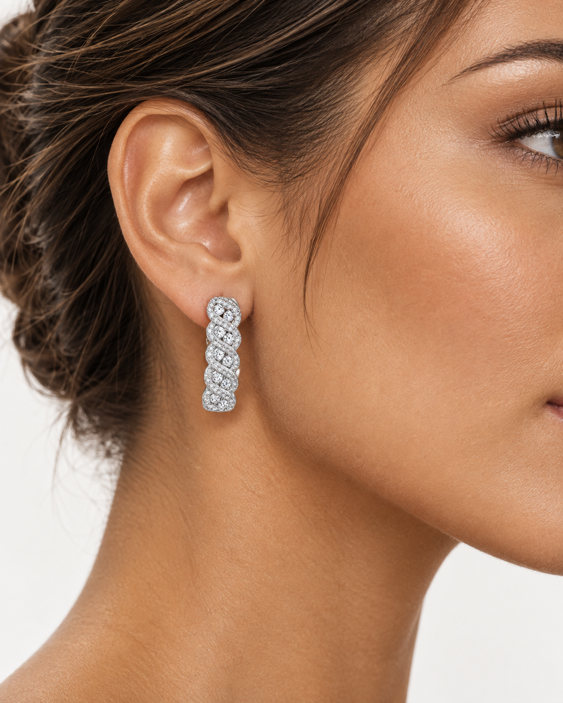 Large Diamond Twist Hoop Earrings