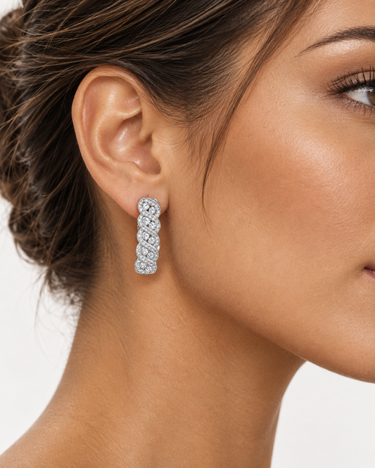 Large Diamond Twist Hoop Earrings