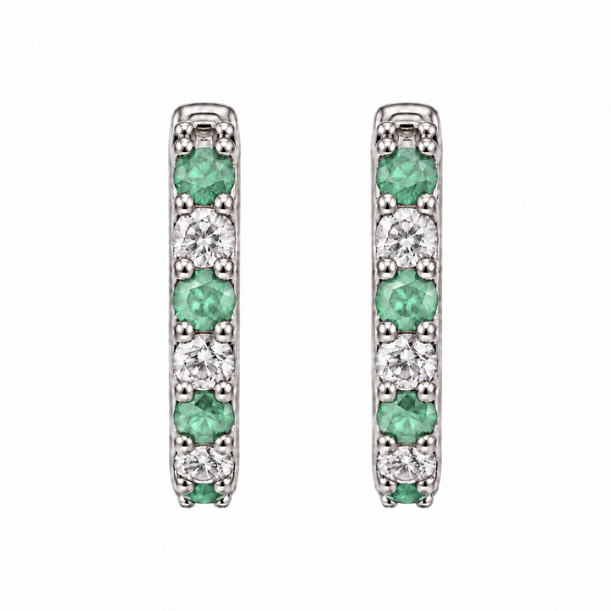 Sapphire/Ruby/Emerald & Diamond Small Hoops