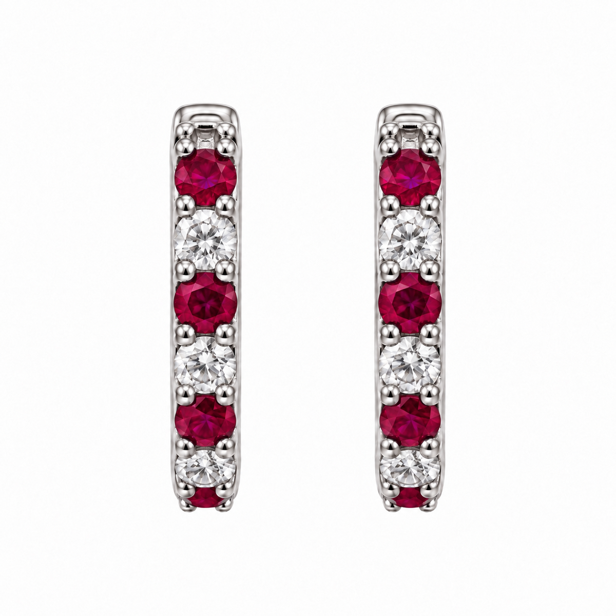 Sapphire/Ruby/Emerald & Diamond Small Hoops