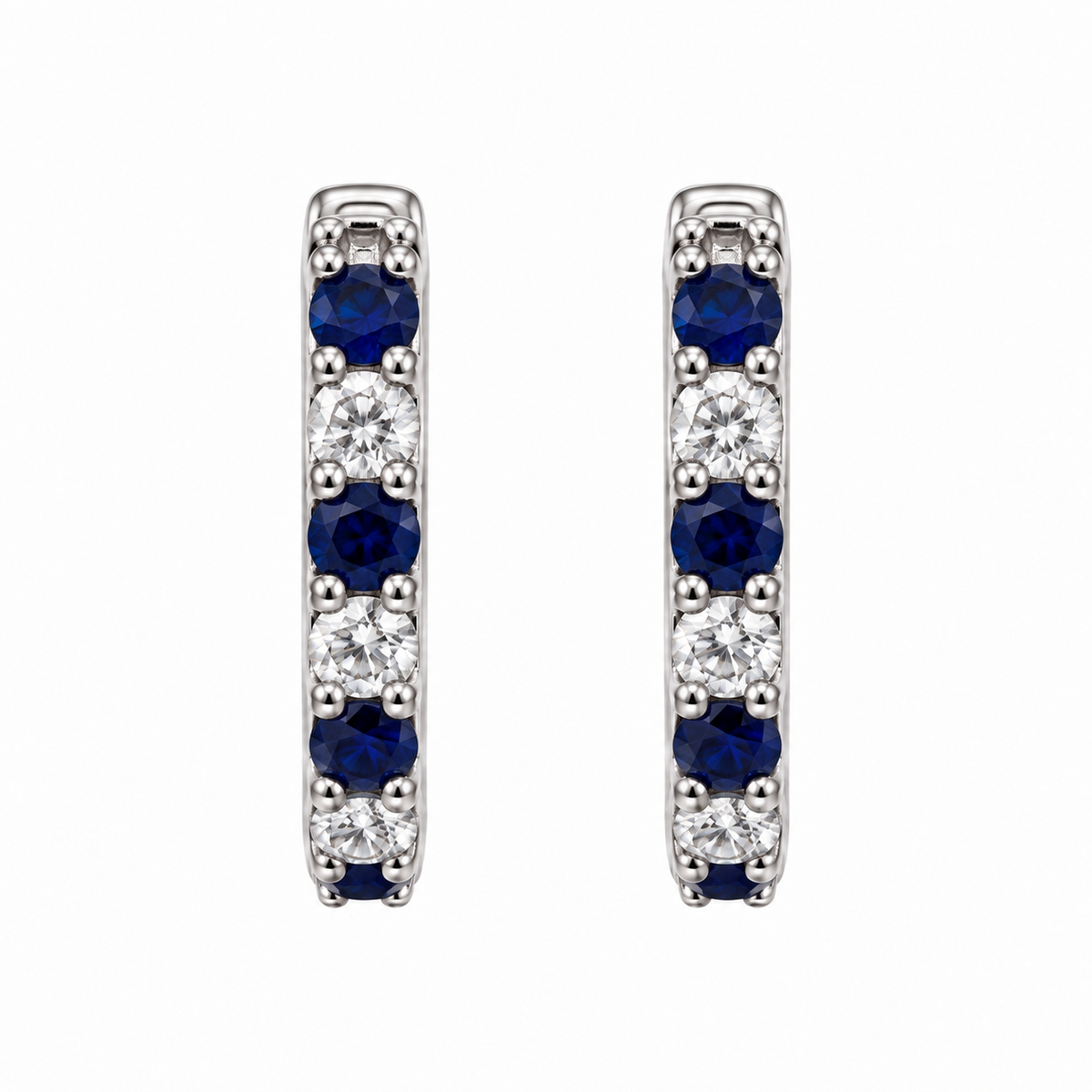 Sapphire/Ruby/Emerald & Diamond Small Hoops