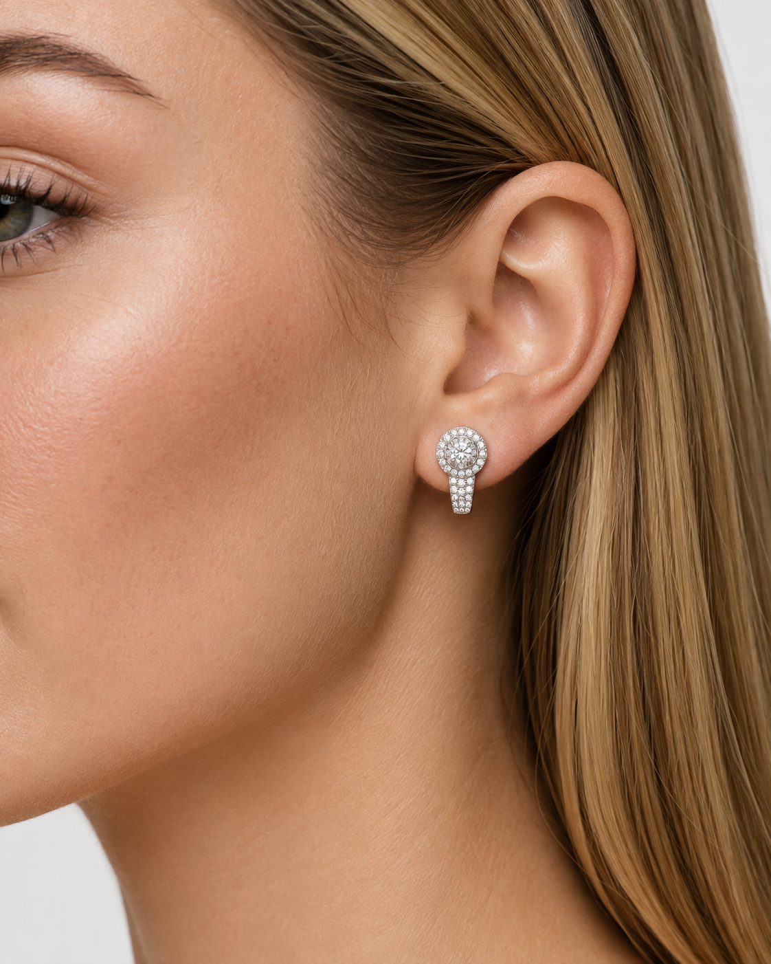 Diamond Halo Channel Earrings