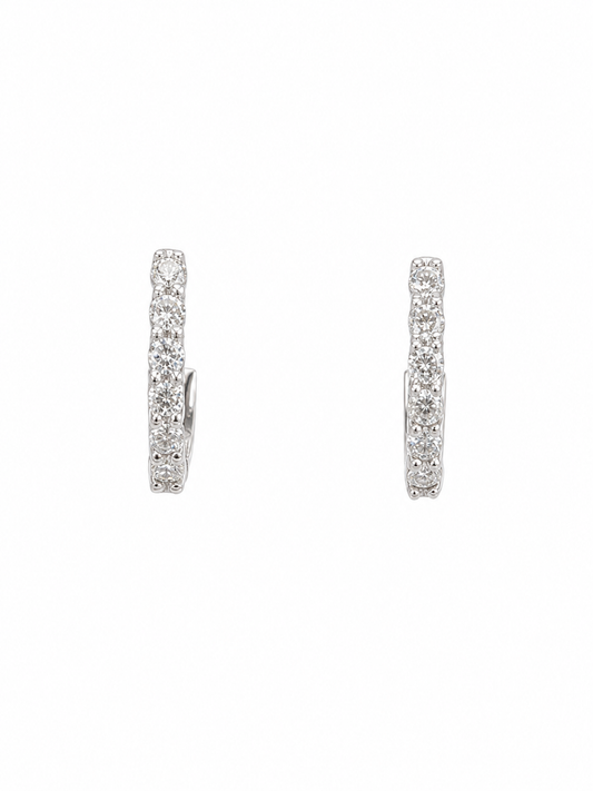 White Gold Natural Diamond Small Hoop Earrings
