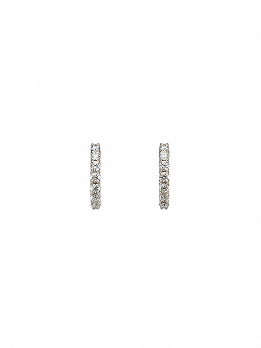 Diamond inlaid Yellow Gold Small Hoop Earrings