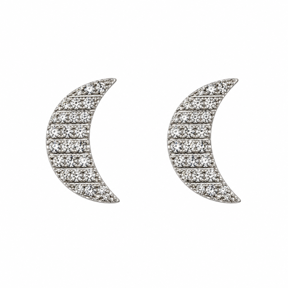 Crescent Moon Diamond Stud Earrings