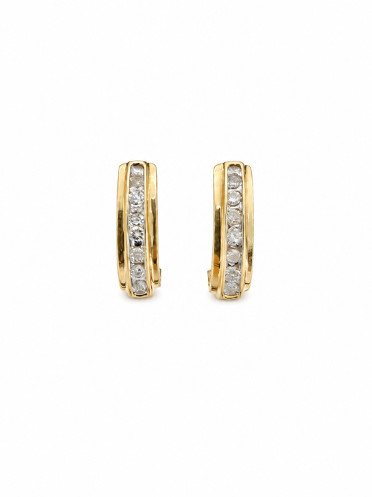 Channel-Set Diamond Half Hoop Earrings