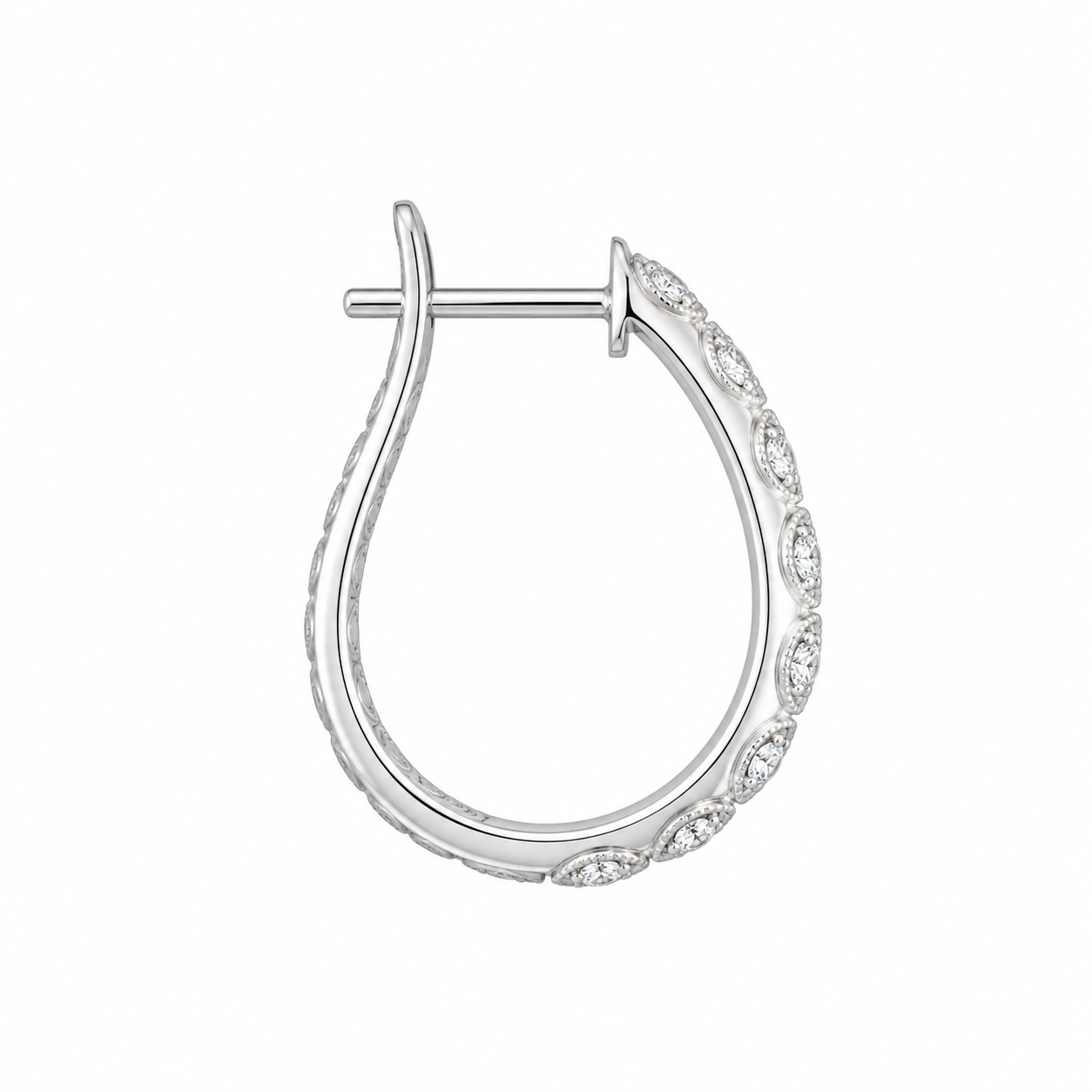 Large Stone Clip-Back Hoop Earrings