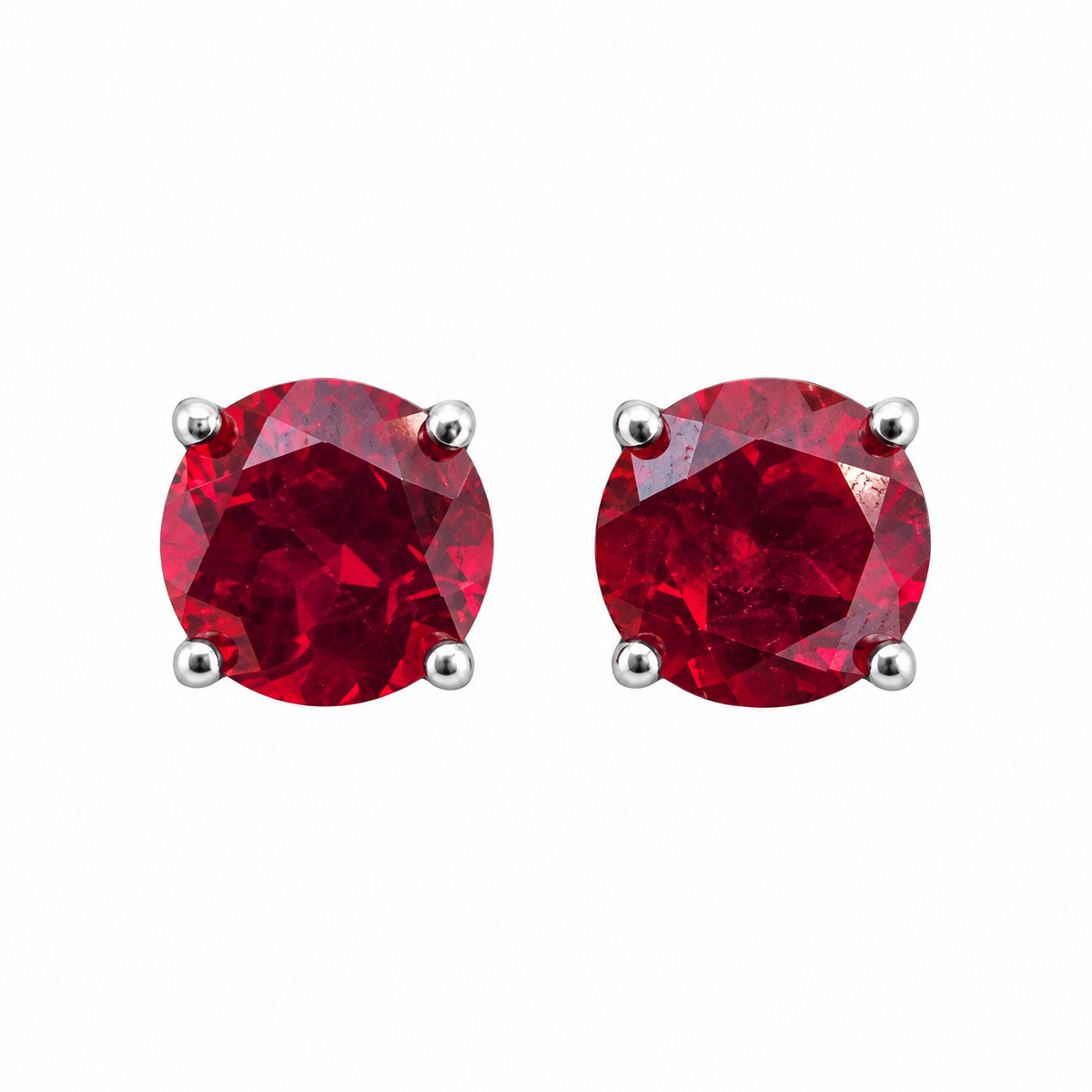 Lab Ruby/Blue Topaz Stud Earrings