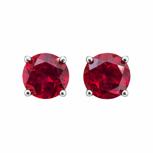 Lab Ruby/Blue Topaz Stud Earrings