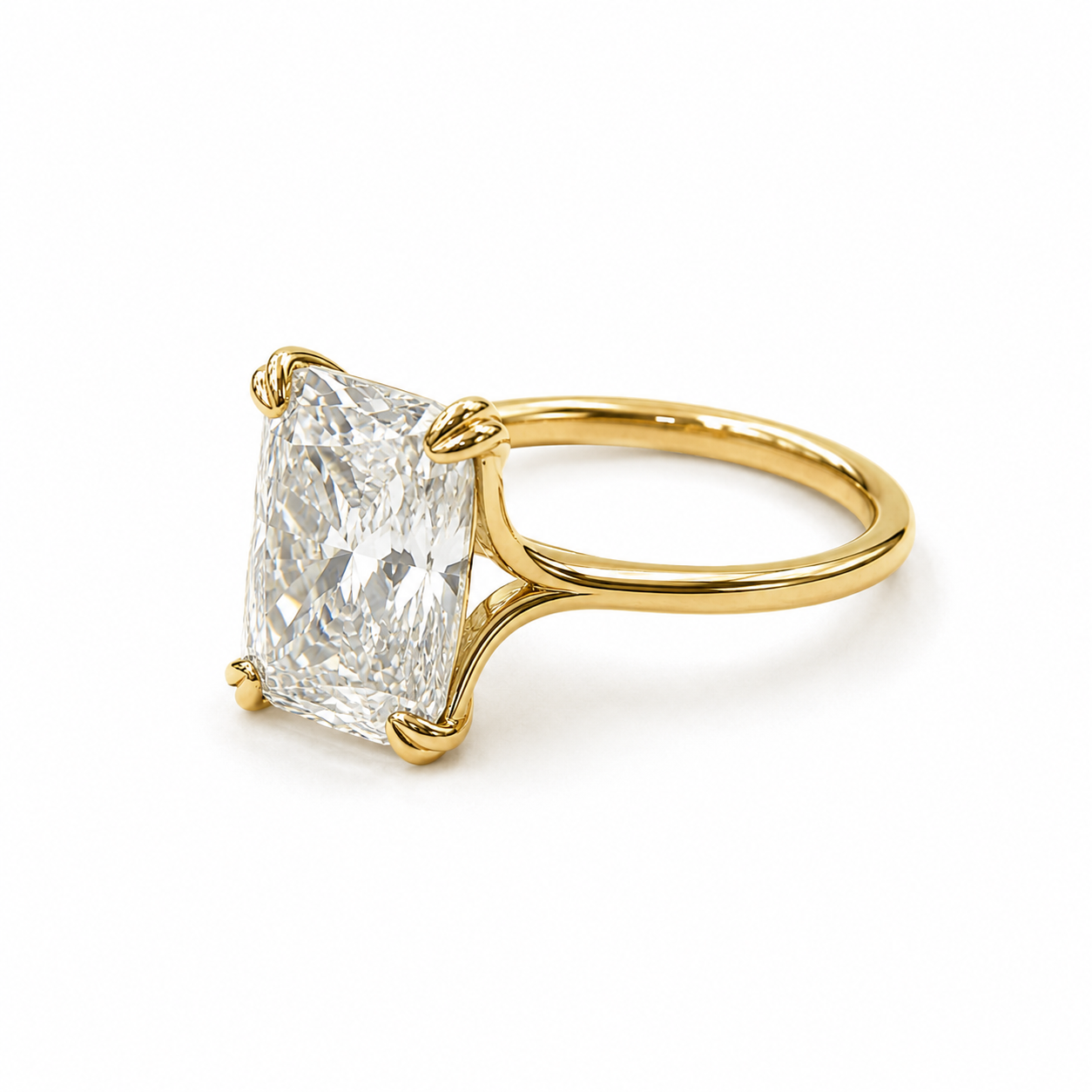 Lab Split Prong Basket Engagement Ring
