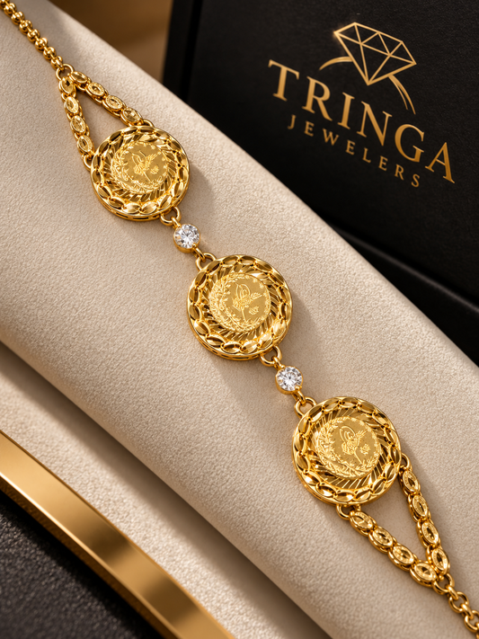 21K/14K Gold Lira Coin Bracelet