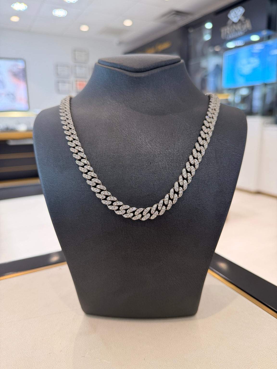 Silver Cuban Link Cubic Zirconia Chain