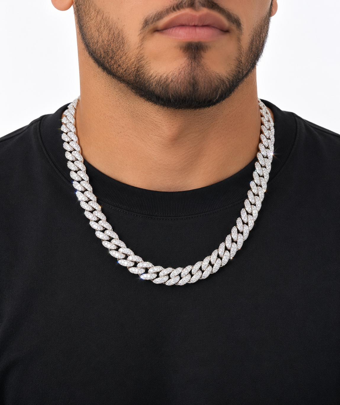 Silver Cuban Link Cubic Zirconia Chain