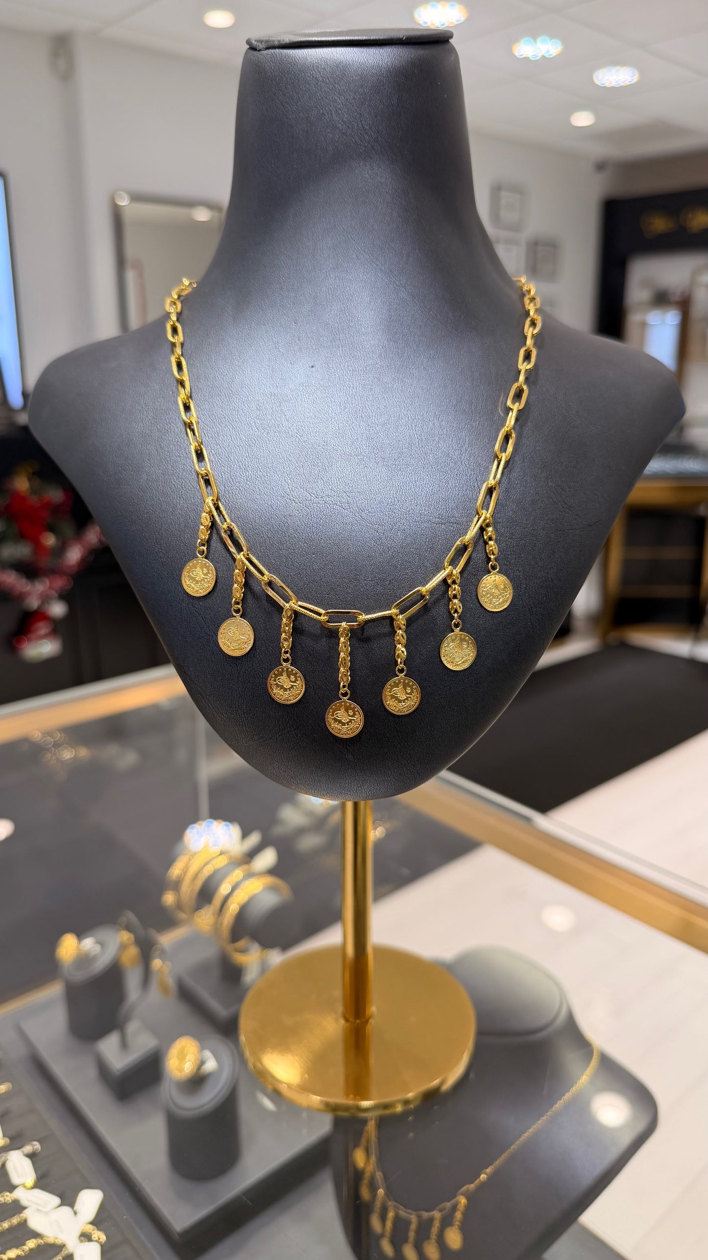 21k Gold Paperclip Lira Necklace