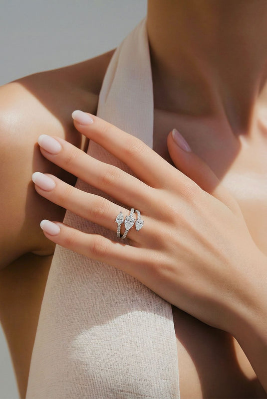 Lab Pear Shaped Diamond Ladies Ring